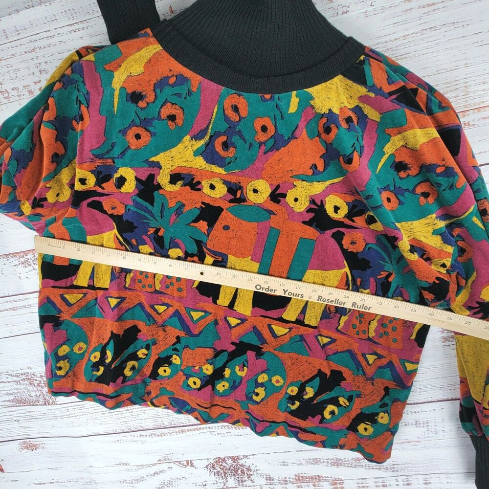 Vintage Gene Ewing BIS Pullover Womens Sz S Oversize Elephant Art Euc 80s - Picture 3 of 11